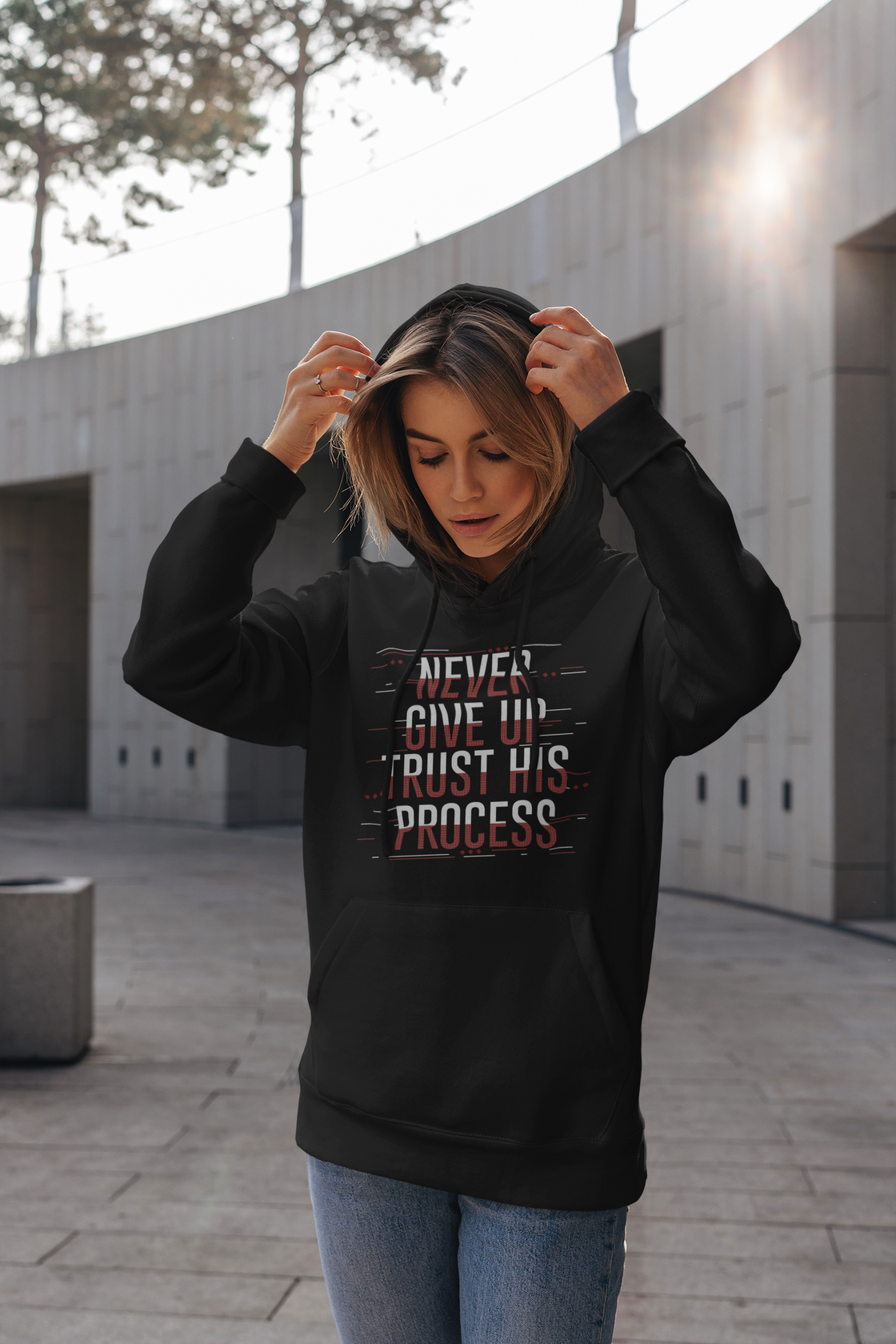 Trust His Process - Hoodie In Black Color For Women's | Livnchrist 