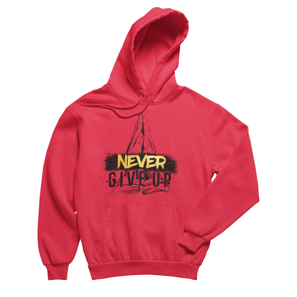 Men's Red Hoodie - Never Give Up Hoodie | Livnchrist Apparel