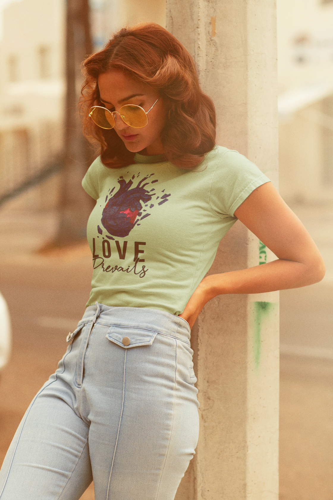 Love Prevails Tee - Green T Shirt For Women's | Livnchrist